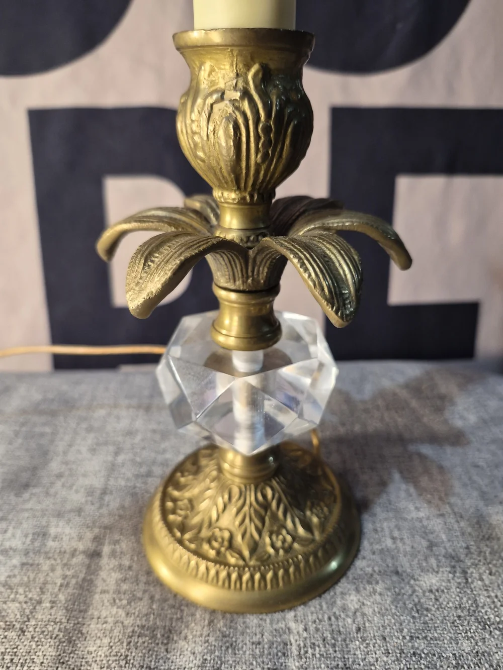 Brass and Crystal Table Lamp  - Gold Accent